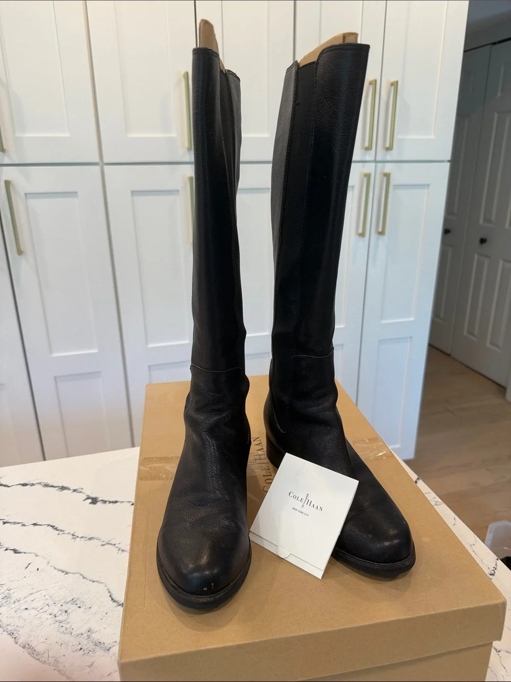 Cole Haan Black Leather Knee-High Boots